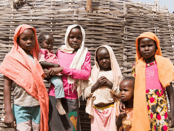 Group of children affected by the hunger crisis in Sudan